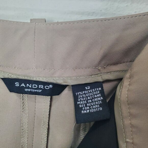SANDRO Womens Pants 12 Capri Sportswear Tan High Rise Wide Leg Outdoor Hike Golf - Picture 3 of 9